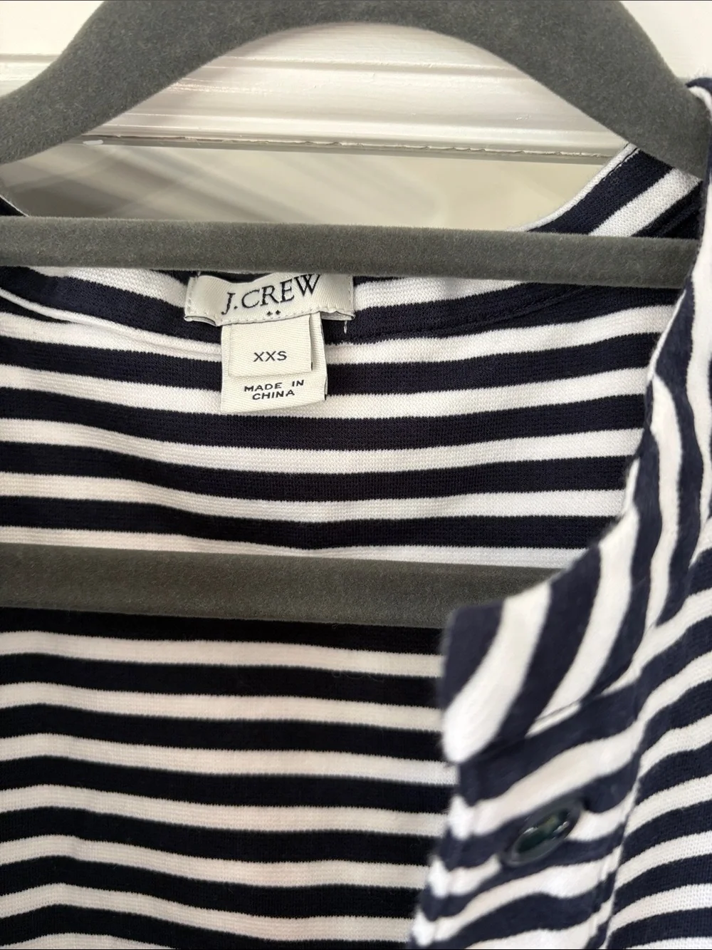 J. Crew Navy and White Striped Short-Sleeve Midi Dress